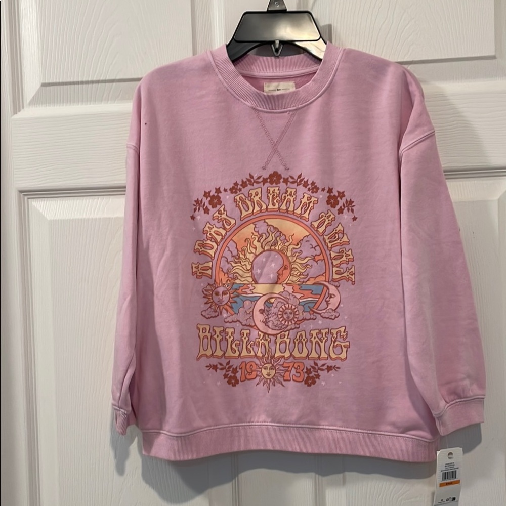 Billabong Big Girls Day Dreaming Pink Neck Sweatshirt Size Small New with Tags